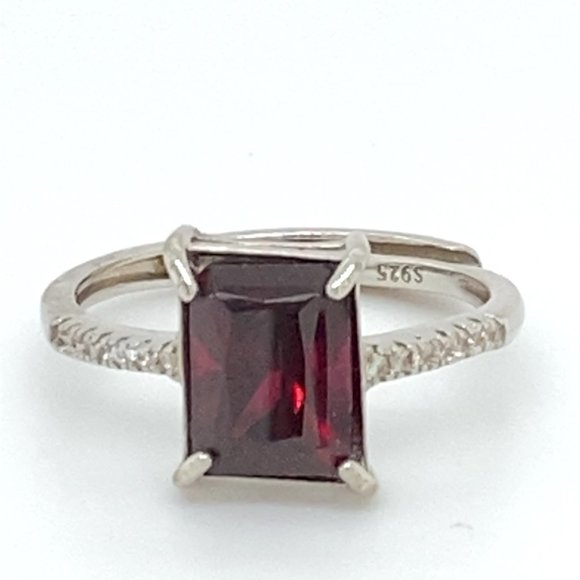 Pyrope Garnet 2.50ct Platinum Finish Solid 925 Sterling Silver Ring - Picture 3 of 7